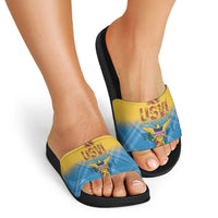 US Virgin Islands Slide Sandals Madras Pattern Gradient Style - Wonder Print Shop