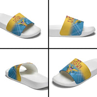 US Virgin Islands Slide Sandals Madras Pattern Gradient Style - Wonder Print Shop
