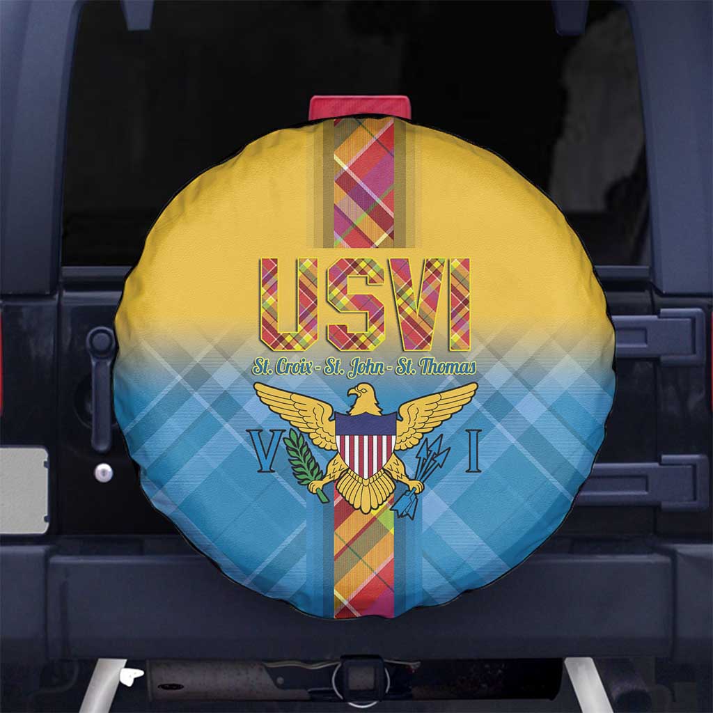 US Virgin Islands Spare Tire Cover Madras Pattern Gradient Style - Wonder Print Shop