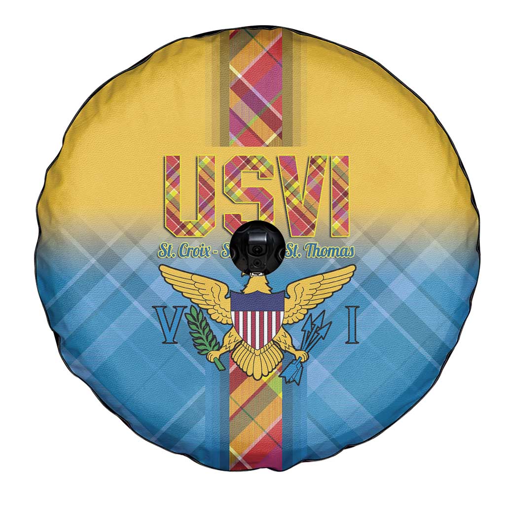 US Virgin Islands Spare Tire Cover Madras Pattern Gradient Style - Wonder Print Shop