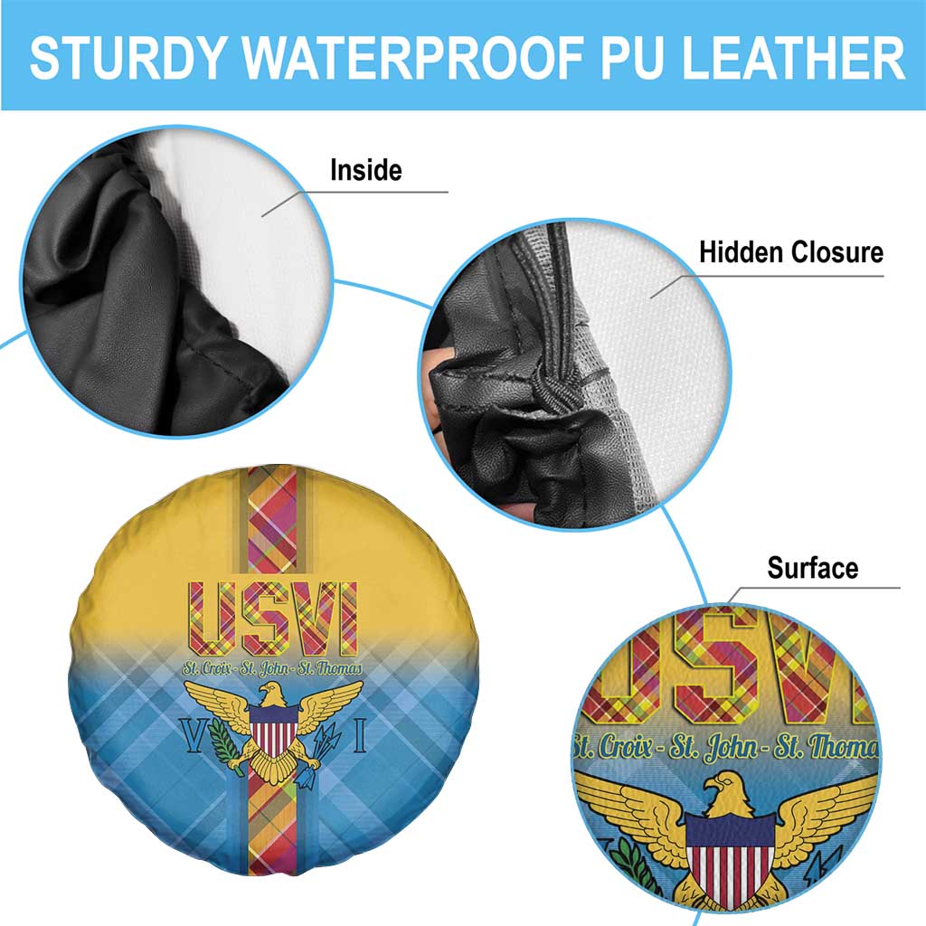 US Virgin Islands Spare Tire Cover Madras Pattern Gradient Style - Wonder Print Shop