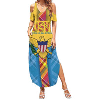 US Virgin Islands Summer Maxi Dress Madras Pattern Gradient Style - Wonder Print Shop