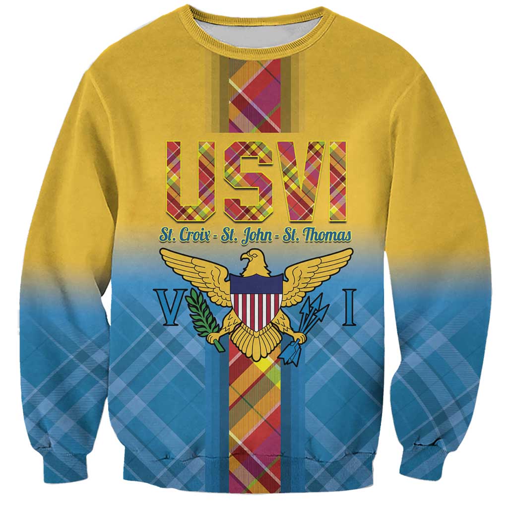US Virgin Islands Sweatshirt Madras Pattern Gradient Style - Wonder Print Shop
