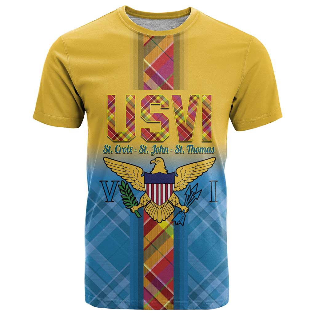 US Virgin Islands T Shirt Madras Pattern Gradient Style - Wonder Print Shop