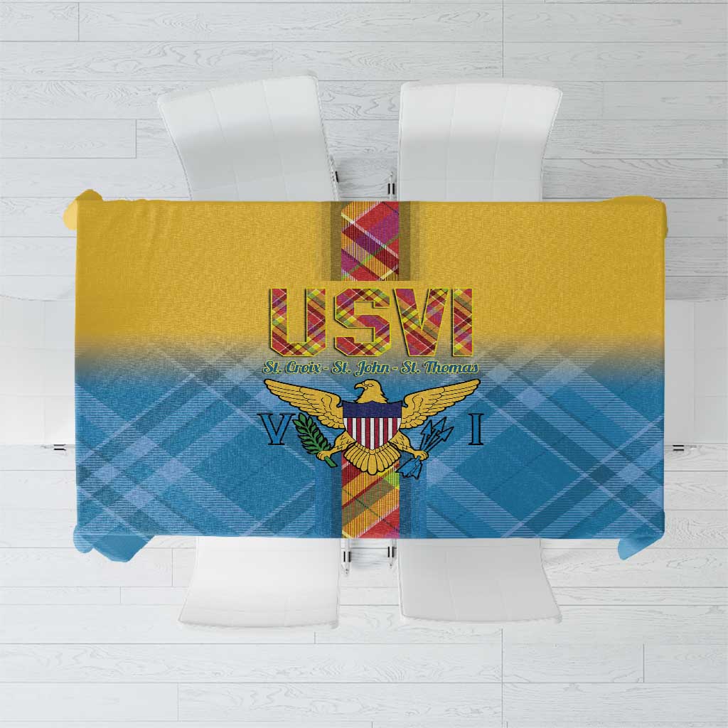 US Virgin Islands Tablecloth Madras Pattern Gradient Style - Wonder Print Shop