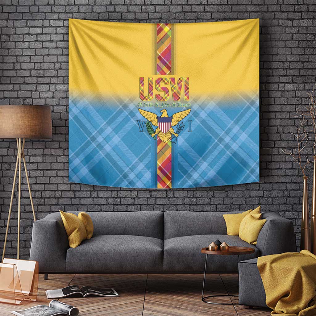 US Virgin Islands Tapestry Madras Pattern Gradient Style - Wonder Print Shop