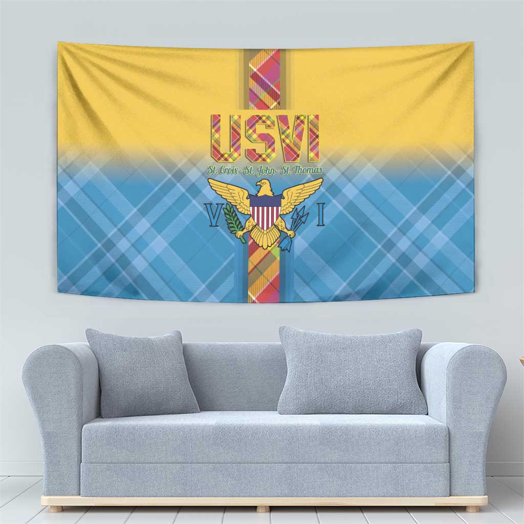 US Virgin Islands Tapestry Madras Pattern Gradient Style - Wonder Print Shop