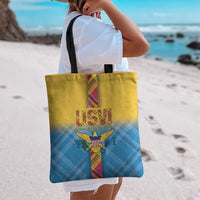 US Virgin Islands Tote Bag Madras Pattern Gradient Style - Wonder Print Shop