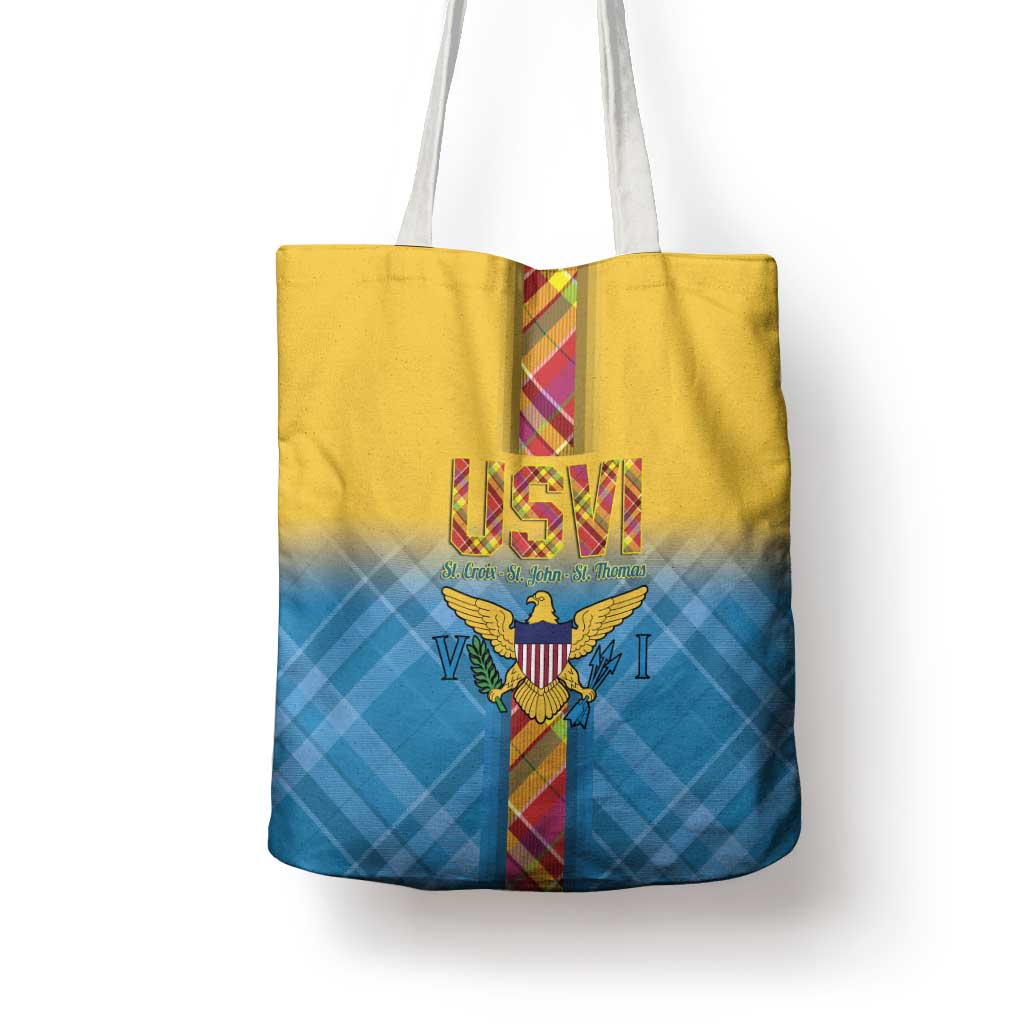 US Virgin Islands Tote Bag Madras Pattern Gradient Style - Wonder Print Shop