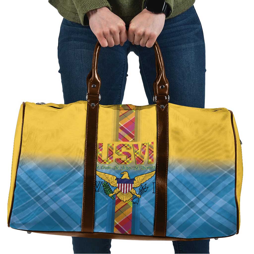 US Virgin Islands Travel Bag Madras Pattern Gradient Style - Wonder Print Shop