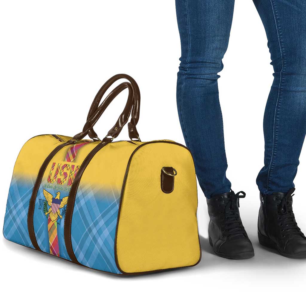 US Virgin Islands Travel Bag Madras Pattern Gradient Style - Wonder Print Shop