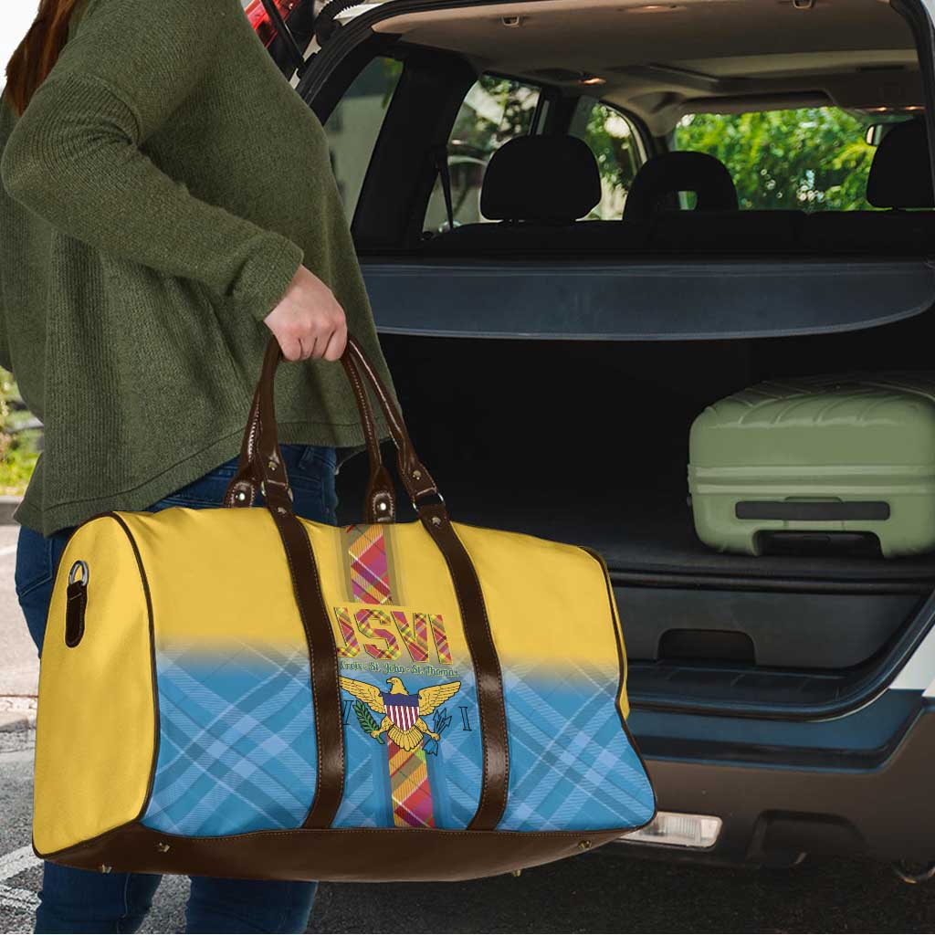 US Virgin Islands Travel Bag Madras Pattern Gradient Style - Wonder Print Shop