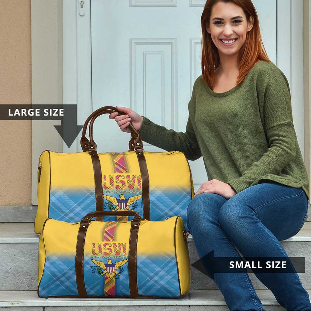 US Virgin Islands Travel Bag Madras Pattern Gradient Style - Wonder Print Shop