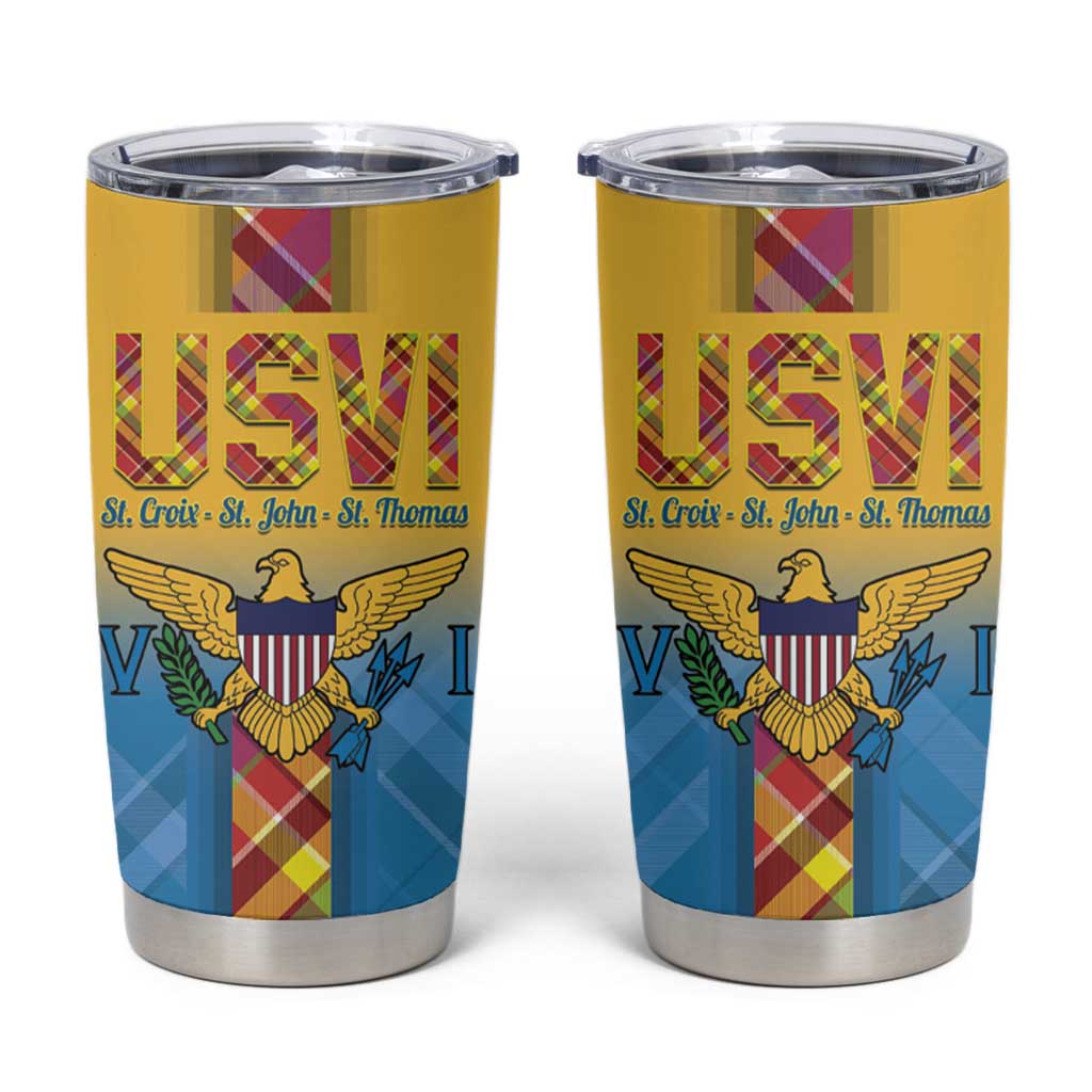 US Virgin Islands Tumbler Cup Madras Pattern Gradient Style - Wonder Print Shop
