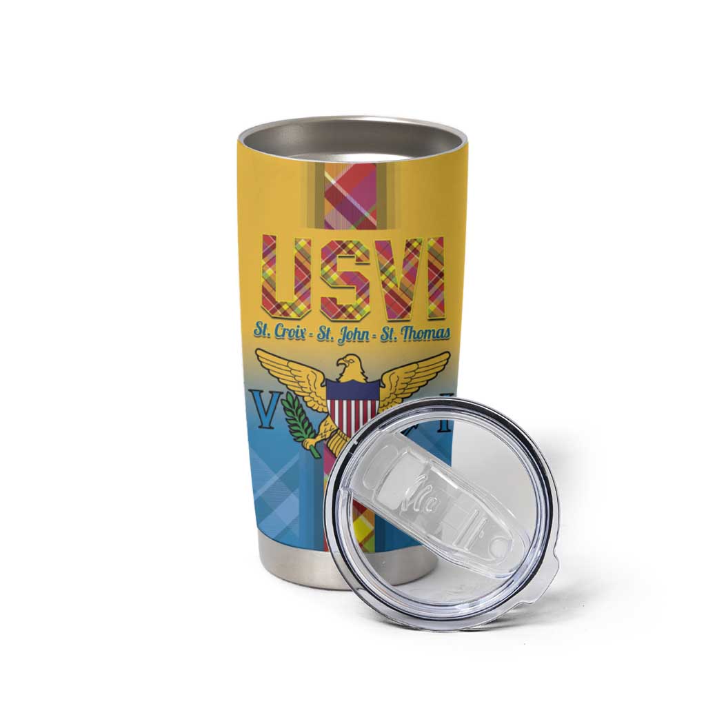 US Virgin Islands Tumbler Cup Madras Pattern Gradient Style - Wonder Print Shop