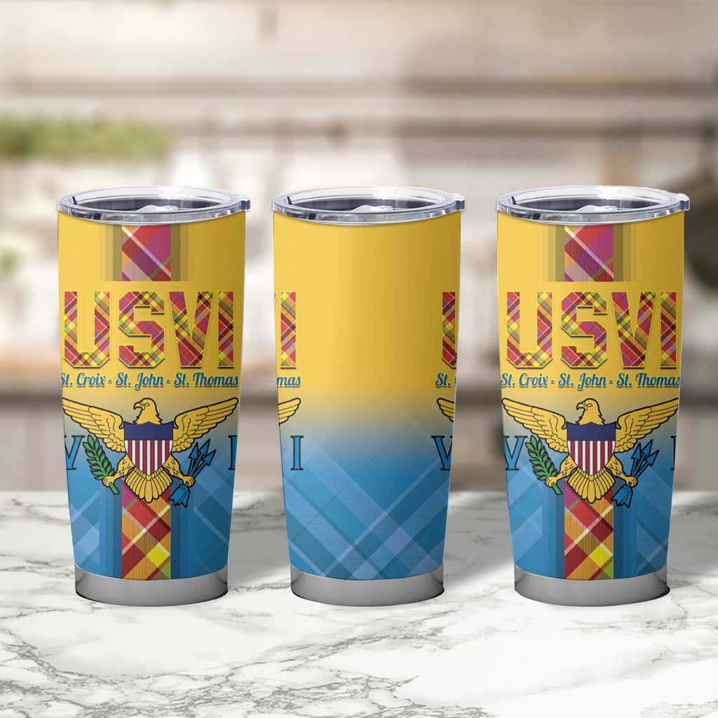US Virgin Islands Tumbler Cup Madras Pattern Gradient Style - Wonder Print Shop