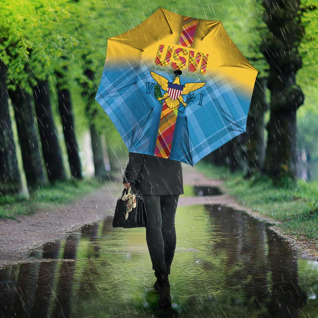US Virgin Islands Umbrella Madras Pattern Gradient Style - Wonder Print Shop