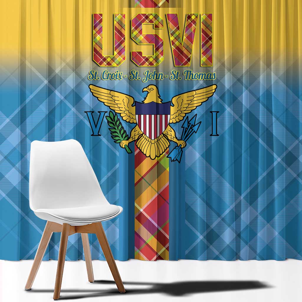 US Virgin Islands Window Curtain Madras Pattern Gradient Style - Wonder Print Shop