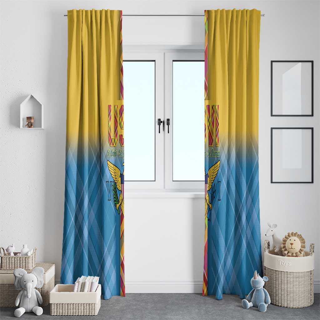 US Virgin Islands Window Curtain Madras Pattern Gradient Style - Wonder Print Shop