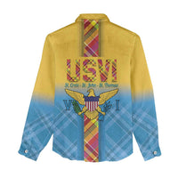 US Virgin Islands Women Casual Shirt Madras Pattern Gradient Style - Wonder Print Shop