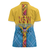 US Virgin Islands Women Polo Shirt Madras Pattern Gradient Style - Wonder Print Shop