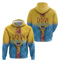 US Virgin Islands Zip Hoodie Madras Pattern Gradient Style - Wonder Print Shop