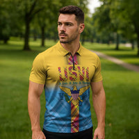 US Virgin Islands Zipper Polo Shirt Madras Pattern Gradient Style - Wonder Print Shop