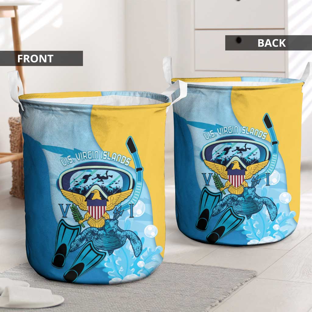 US Virgin Islands Snorkeling Laundry Basket Sea Turtle Snorkel Ocean Style - Wonder Print Shop