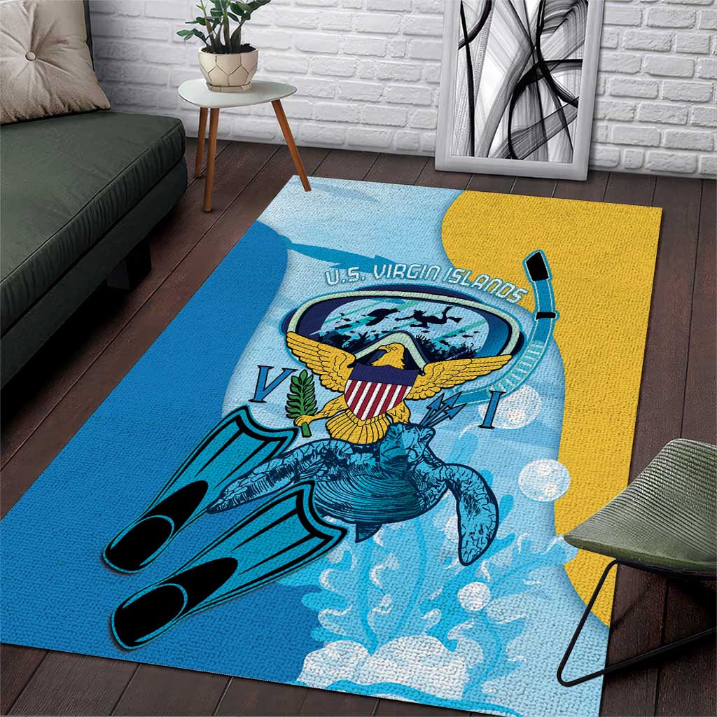 US Virgin Islands Snorkeling Area Rug Sea Turtle Snorkel Ocean Style - Wonder Print Shop