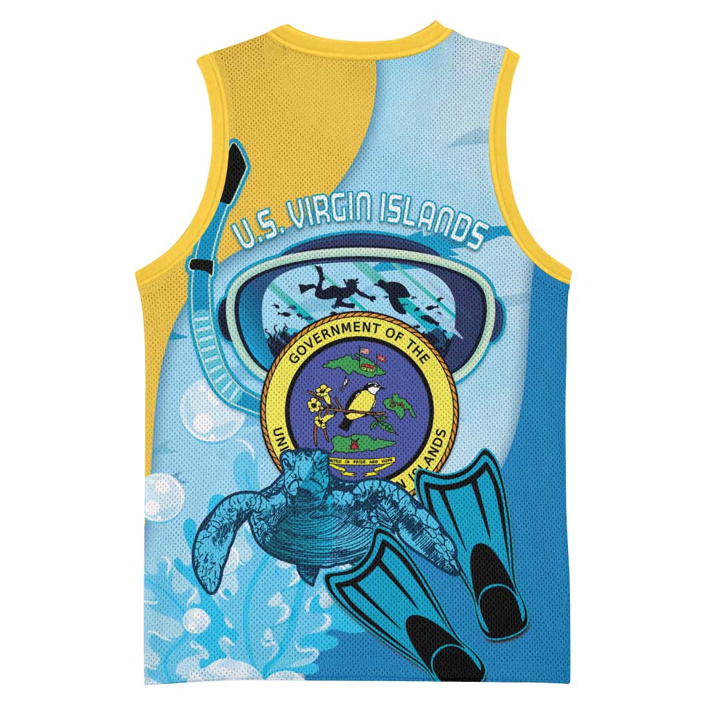 US Virgin Islands Snorkeling Basketball Jersey Sea Turtle Snorkel Ocean Style - Wonder Print Shop