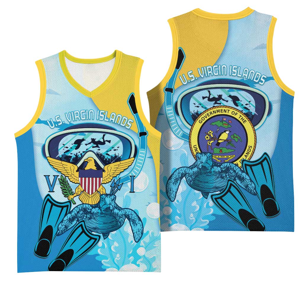 US Virgin Islands Snorkeling Basketball Jersey Sea Turtle Snorkel Ocean Style - Wonder Print Shop
