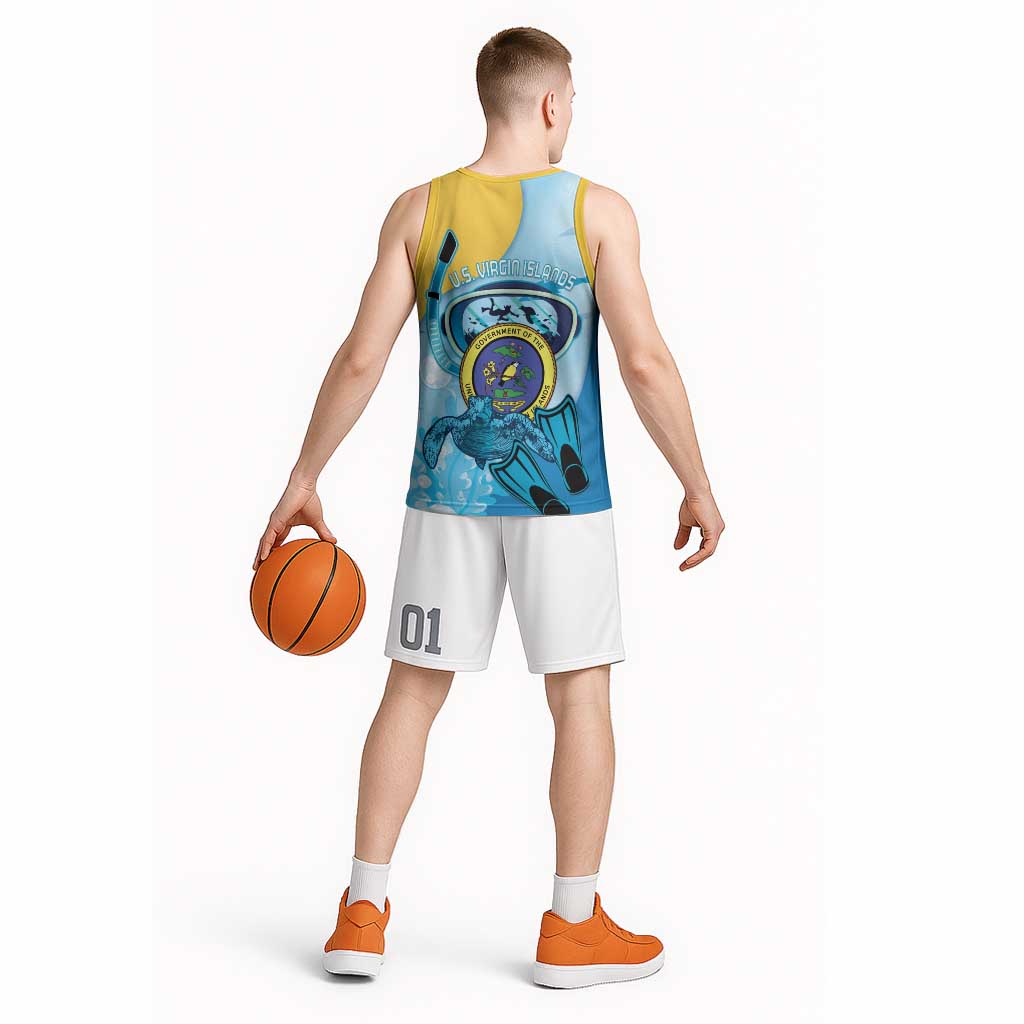 US Virgin Islands Snorkeling Basketball Jersey Sea Turtle Snorkel Ocean Style - Wonder Print Shop