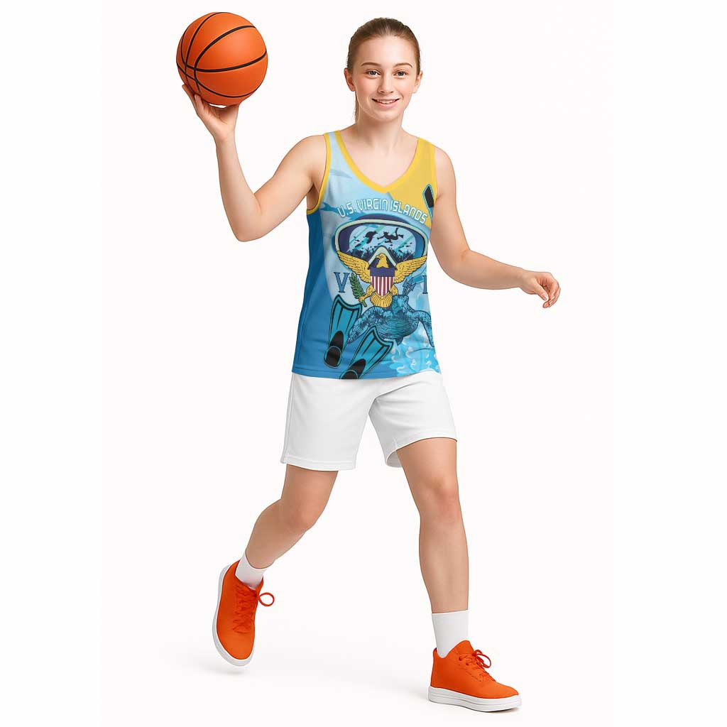 US Virgin Islands Snorkeling Basketball Jersey Sea Turtle Snorkel Ocean Style - Wonder Print Shop