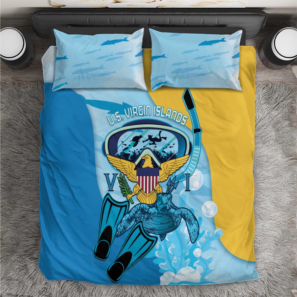US Virgin Islands Snorkeling Bedding Set Sea Turtle Snorkel Ocean Style - Wonder Print Shop