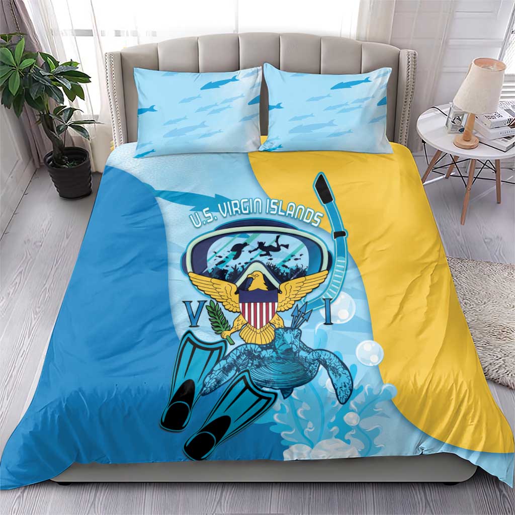 US Virgin Islands Snorkeling Bedding Set Sea Turtle Snorkel Ocean Style - Wonder Print Shop