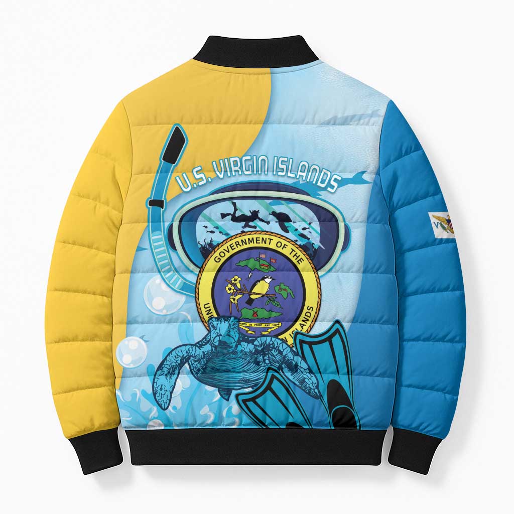 US Virgin Islands Snorkeling Bomber Puffer Jacket Sea Turtle Snorkel Ocean Style - Wonder Print Shop
