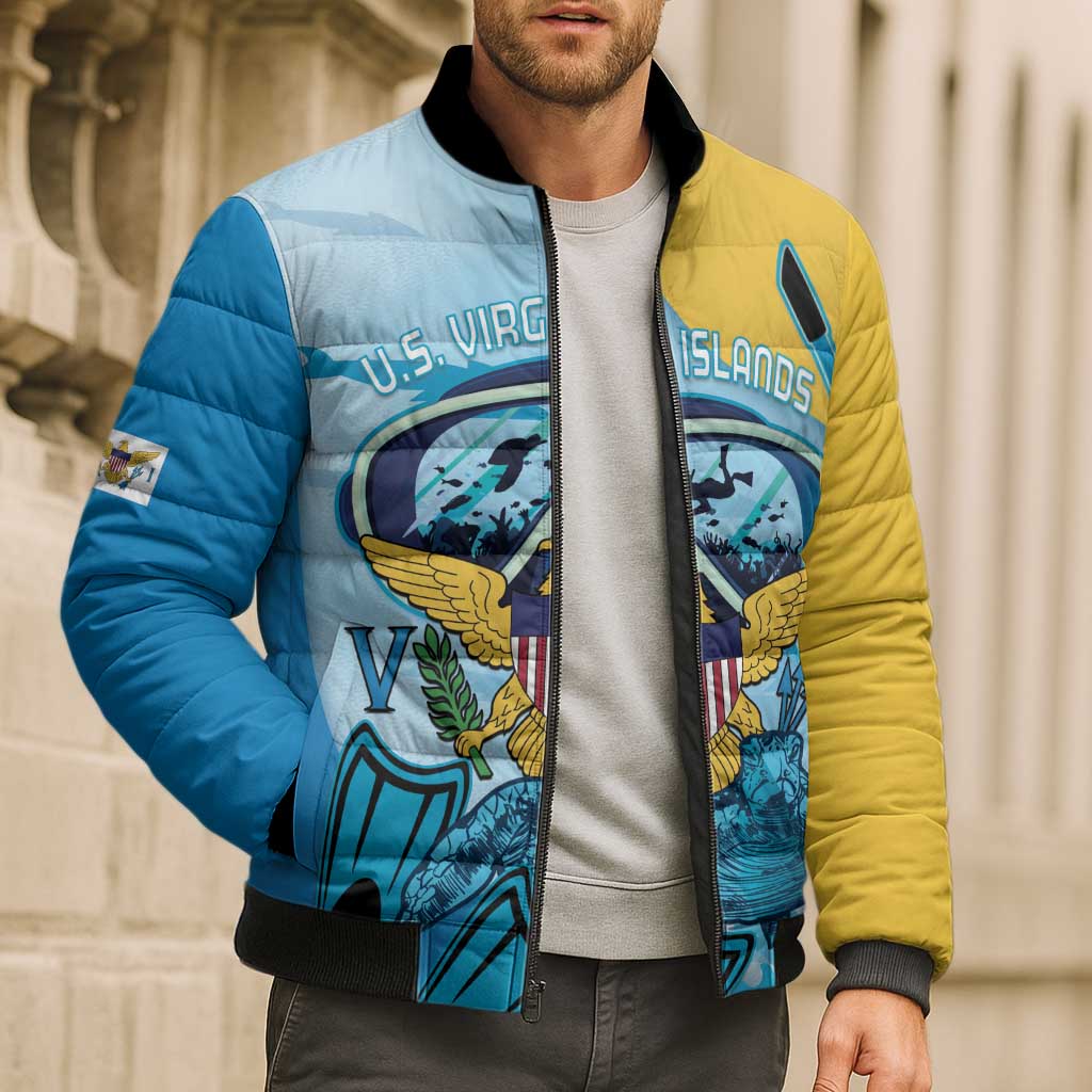 US Virgin Islands Snorkeling Bomber Puffer Jacket Sea Turtle Snorkel Ocean Style - Wonder Print Shop