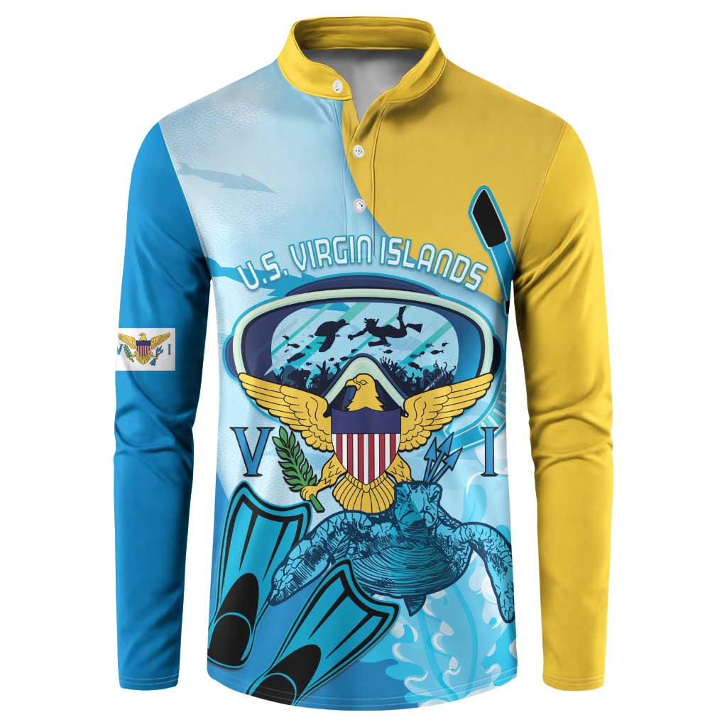US Virgin Islands Snorkeling Button Sweatshirt Sea Turtle Snorkel Ocean Style - Wonder Print Shop
