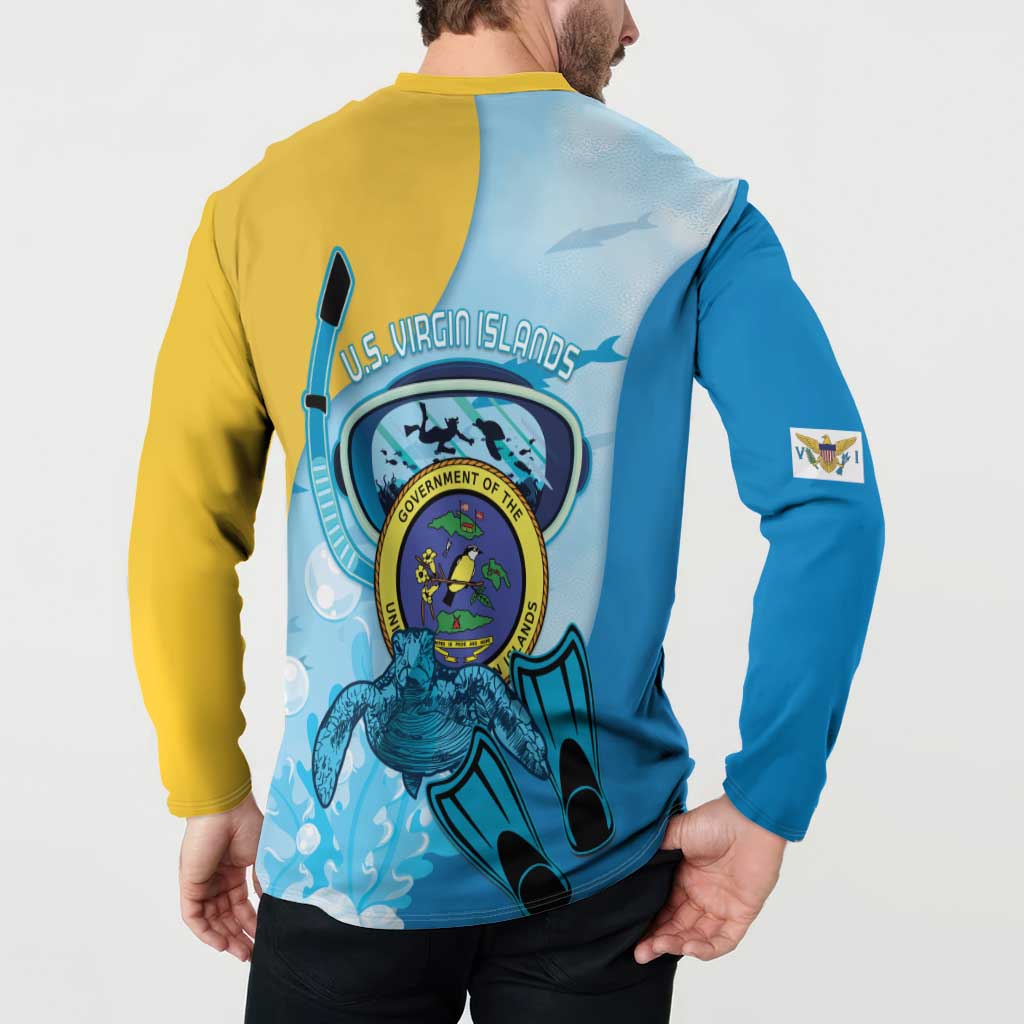 US Virgin Islands Snorkeling Button Sweatshirt Sea Turtle Snorkel Ocean Style - Wonder Print Shop
