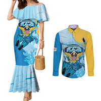 US Virgin Islands Snorkeling Couples Matching Mermaid Dress and Long Sleeve Button Shirt Sea Turtle Snorkel Ocean Style - Wonder Print Shop