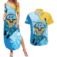 US Virgin Islands Snorkeling Couples Matching Summer Maxi Dress and Hawaiian Shirt Sea Turtle Snorkel Ocean Style - Wonder Print Shop