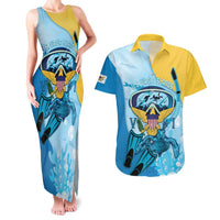 US Virgin Islands Snorkeling Couples Matching Tank Maxi Dress and Hawaiian Shirt Sea Turtle Snorkel Ocean Style - Wonder Print Shop