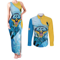 US Virgin Islands Snorkeling Couples Matching Tank Maxi Dress and Long Sleeve Button Shirt Sea Turtle Snorkel Ocean Style - Wonder Print Shop