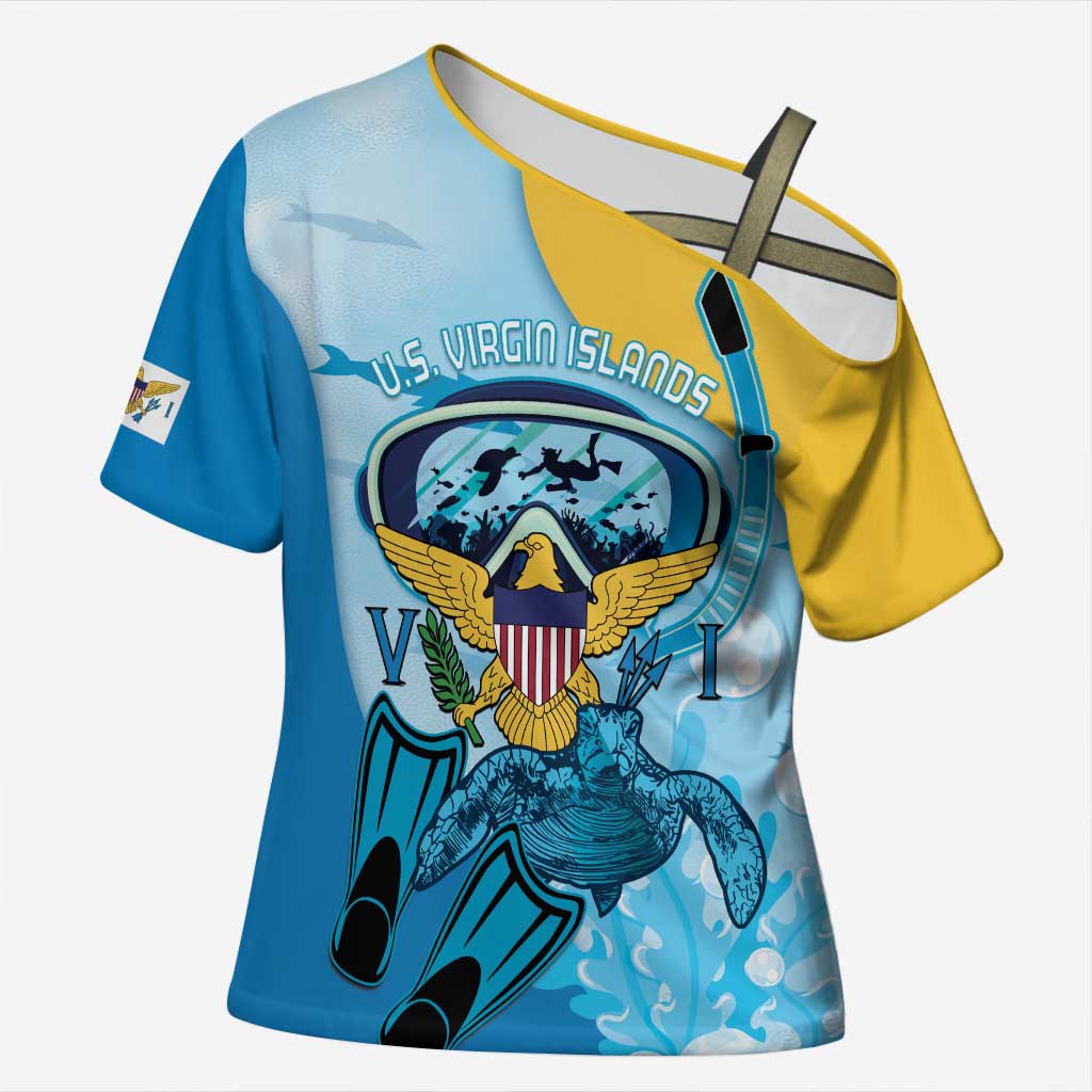 US Virgin Islands Snorkeling Cross Shoulder Shirt Sea Turtle Snorkel Ocean Style - Wonder Print Shop