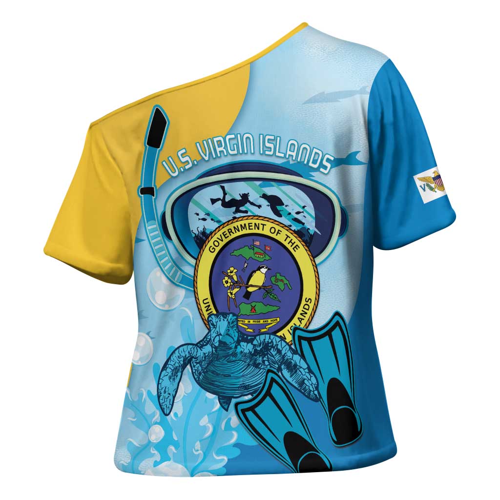 US Virgin Islands Snorkeling Cross Shoulder Shirt Sea Turtle Snorkel Ocean Style - Wonder Print Shop