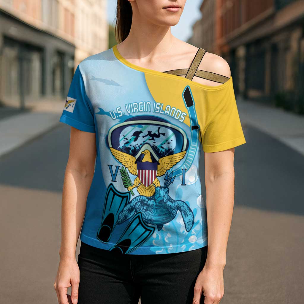 US Virgin Islands Snorkeling Cross Shoulder Shirt Sea Turtle Snorkel Ocean Style - Wonder Print Shop
