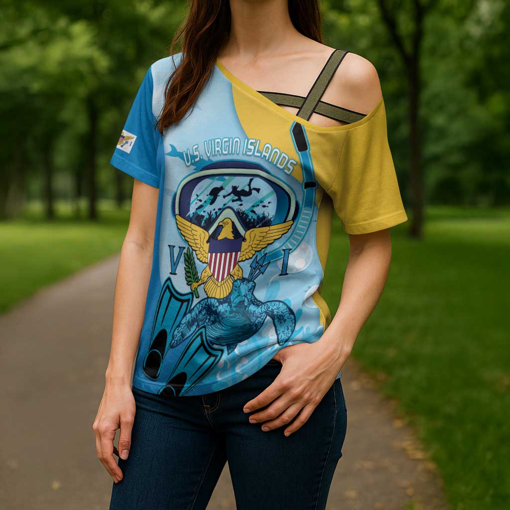 US Virgin Islands Snorkeling Cross Shoulder Shirt Sea Turtle Snorkel Ocean Style - Wonder Print Shop