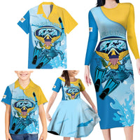 US Virgin Islands Snorkeling Family Matching Long Sleeve Bodycon Dress and Hawaiian Shirt Sea Turtle Snorkel Ocean Style - Wonder Print Shop