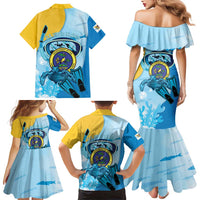 US Virgin Islands Snorkeling Family Matching Mermaid Dress and Hawaiian Shirt Sea Turtle Snorkel Ocean Style - Wonder Print Shop