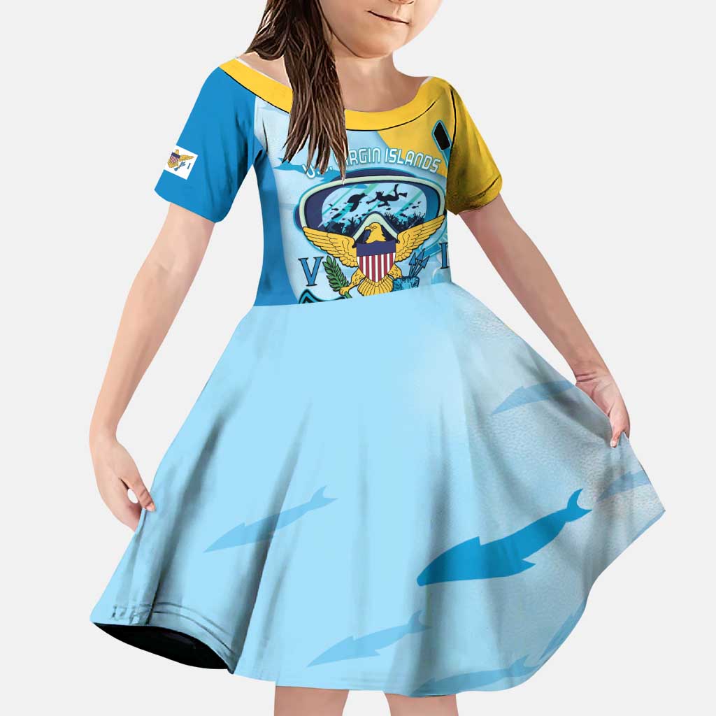 US Virgin Islands Snorkeling Family Matching Off The Shoulder Long Sleeve Dress and Hawaiian Shirt Sea Turtle Snorkel Ocean Style - Wonder Print Shop